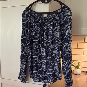 Navy Blue Floral Women's Top